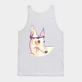 White Ibiza Hound With A Flower Wreath Tank Top